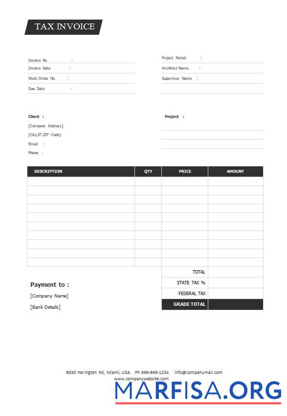 Blank Free Tax Invoice Template